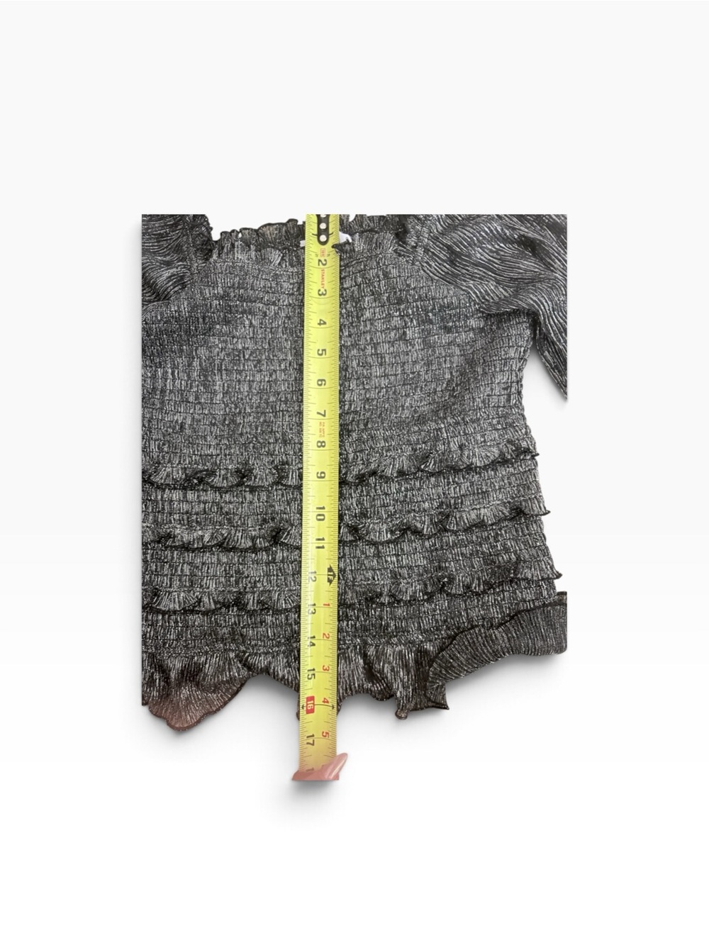 Sam Edelman Charcoal Smocked Ruffle Peplum Blouse Size Medium - Picture 2 of 5